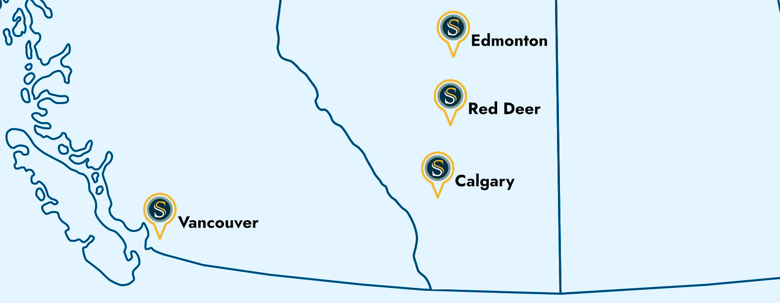 Locations Map - Western Canada